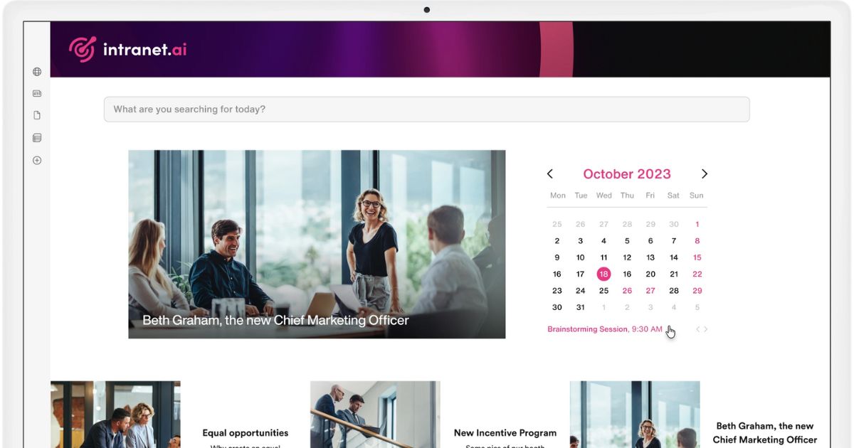 Calendrier partagé dans l'intranet SharePoint d'intranet.ai