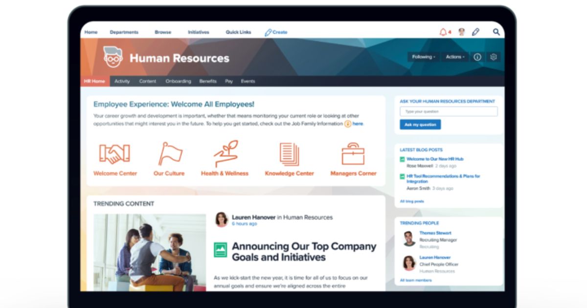 Detail of an HR portal built with Jive