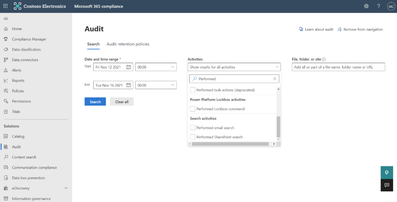 Filtering activities recorded by audit logs