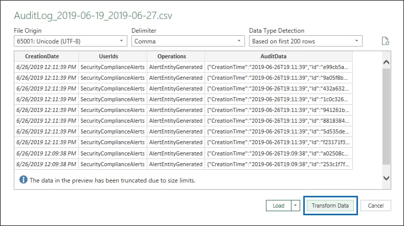 Importing and analyzing SharePoint audit logs in Excel