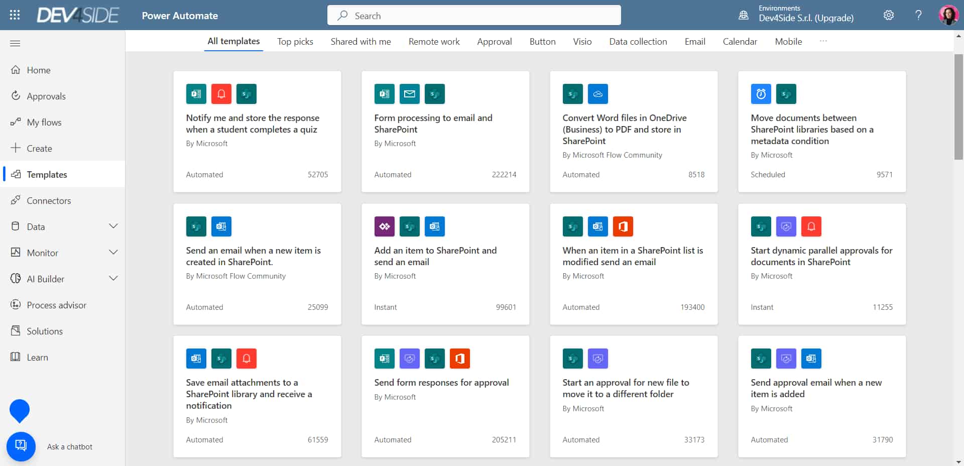 Vorlage zur Erstellung von Automatisierungen in SharePoint mit Power Automate