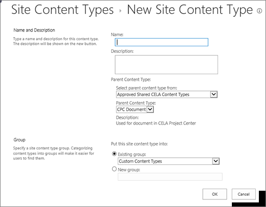 Creating a site content type in SharePoint